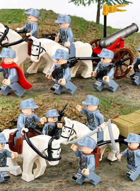 拼装玩具适用于乐积木军事八路军士兵人仔公仔小人坦克警察男孩