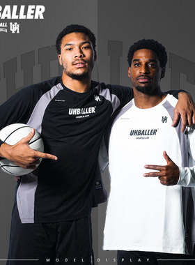 UH美式投篮训练服圆领宽松高弹速干篮球健身BTC拼色长袖运动t恤男