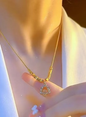 小方块灵动六芒星吊坠项链女网红爆款小众设计锁骨链女2023新款潮