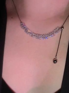 高级感麦穗锆石可调节长度项链