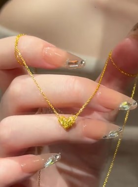 高级感碎碎冰爱心吊坠项链