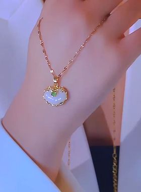 新款白色祥云平安锁吊坠项链女轻奢气质精古时尚小众设计感项链女