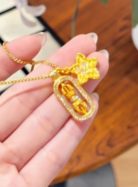 古法金色叠戴星星金刚杵项链女高级感降魔杵爆款轻奢气质百搭项链