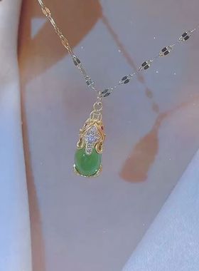 高级感钛钢貔貅招财转运项链女网红百搭防过敏不褪色玫瑰金锁骨链