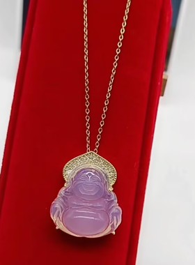 新中式粉色小佛公项链女招财弥勒佛爆款轻奢气质小众设计感项链女