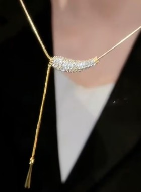 新款金色水滴形可抽拉项链