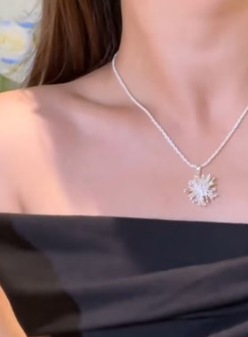 新款银色烟花吊坠项链
