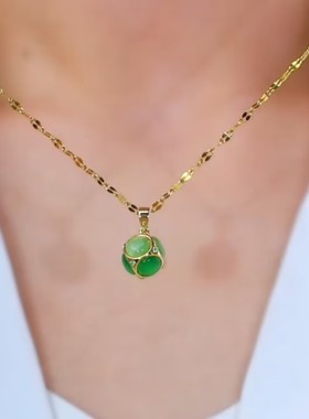 简约绿色球球项链女高级感独特设计闪耀小众设计感项链女2025新款