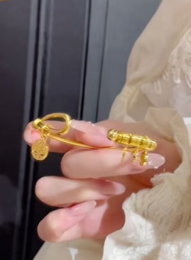 新款平安喜乐多环开口手镯女网红爆款轻奢气质百搭小众设计感手镯