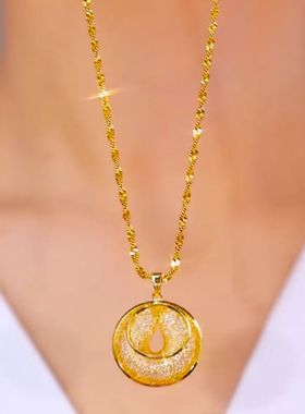 新款金色网状平安扣项链