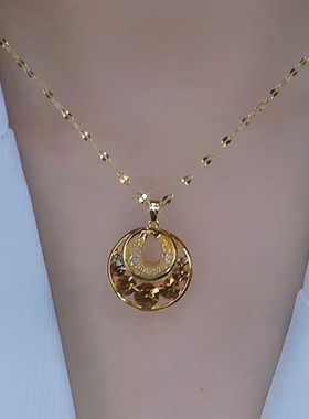 超闪咖色网状水晶圆圈项链网红气质百搭高级感时尚大气新款项链女