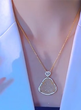 新中式冰透大肚佛公项链女网红爆款轻奢精致气质百搭精美项链女