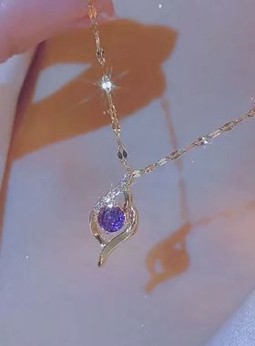 高级感钛钢菱形镶钻心中有你项链女网红简约气质项链2023年新款潮