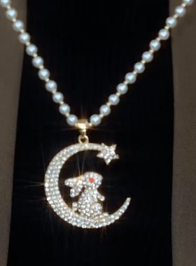 高级感月兔项链女网红爆款轻奢精致小众设计毛衣链女2022年新款潮