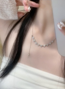 轻奢镶钻爱心锆石项链女