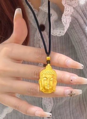 高级感金色佛公吊坠项链女网红爆款轻奢气质百搭小众设计感项链女