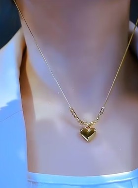 韩式小方块爱心吊坠项链女网红爆款精美轻奢百搭项链女2023新款潮
