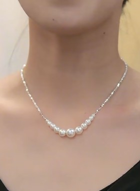 新款大小珠渐变珠珠项链