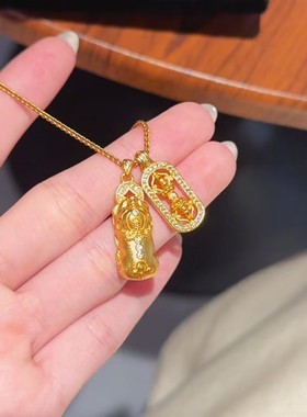 金色招财貔貅降魔杆项链女网红爆款轻奢气质百搭小众设计感项链女