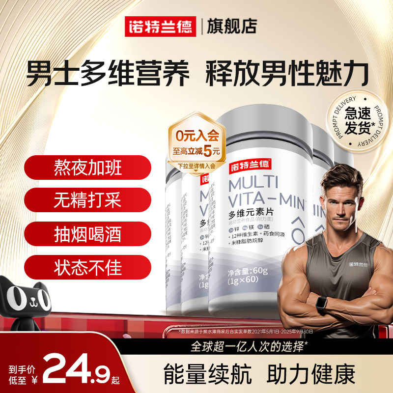 诺特兰德男士多维复合维生素B族男性锌镁多种矿物质官方正品代谢