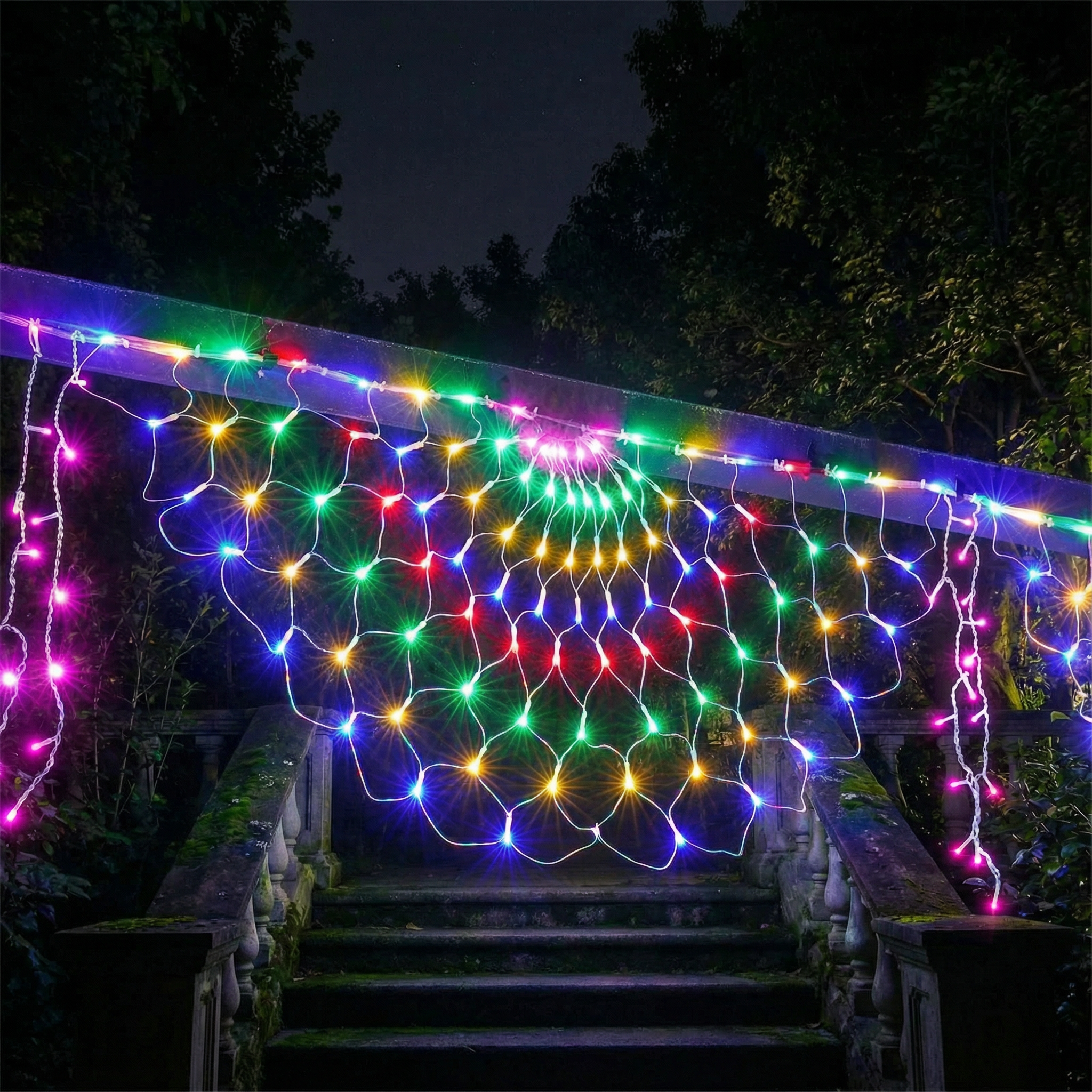 led孔雀屏网灯彩灯户外防水婚庆新年春节装饰布置星星彩灯闪灯