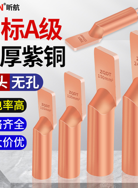 国标方头铜鼻子无孔线鼻支线箱16-240平方直板设备线夹铜接线线耳