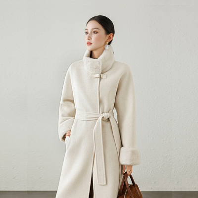 新增水貂领鹅绒羊绒大衣