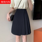 遮肚子腿粗A字裙胖mm西装 百褶裙中裙大码 不规则半身裙2025秋季 裙
