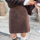 胖mm咖色麂皮绒半身裙复古高腰a字包臀中裙秋冬新款 五分直筒短裙
