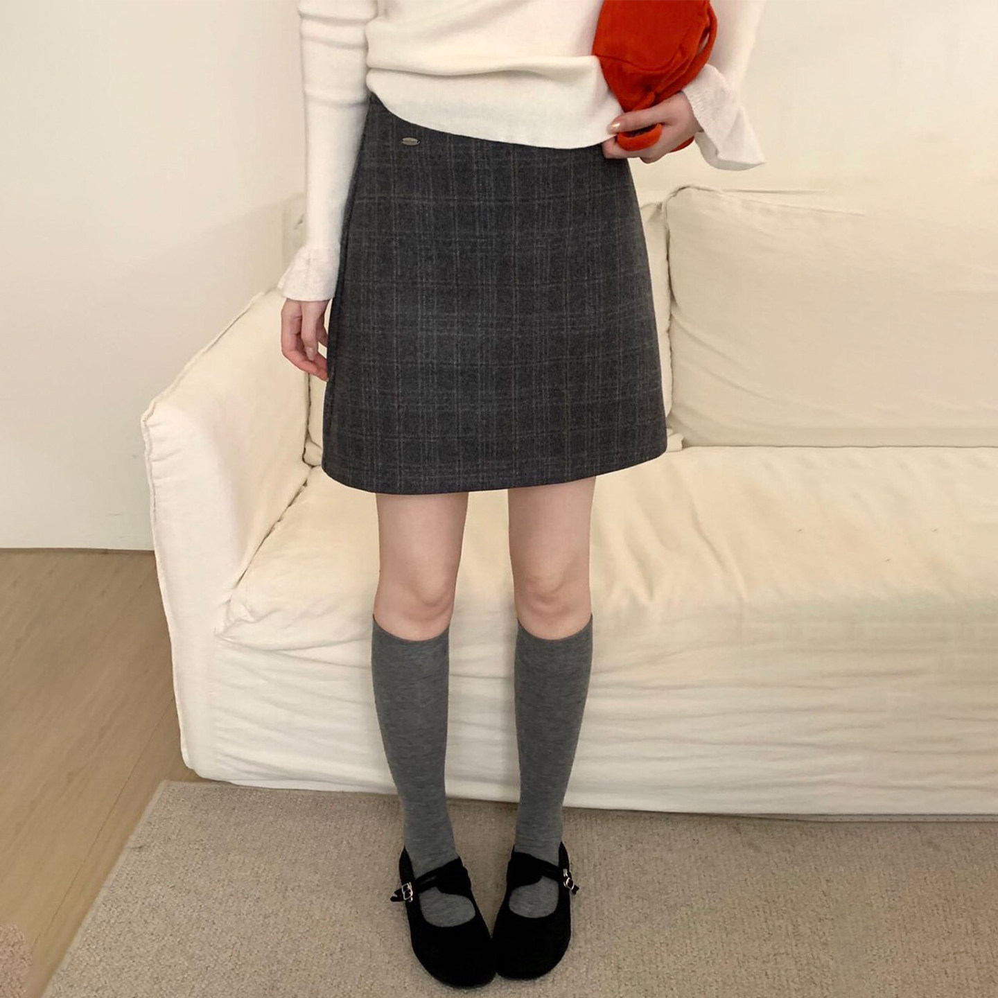 美拉德灰色格子羊毛呢裙女冬季直筒显瘦包臂a字短裙巨百搭半身裙,女装/女士精品,半身裙,淘宝优惠券,粉丝福利购,淘宝优惠卷