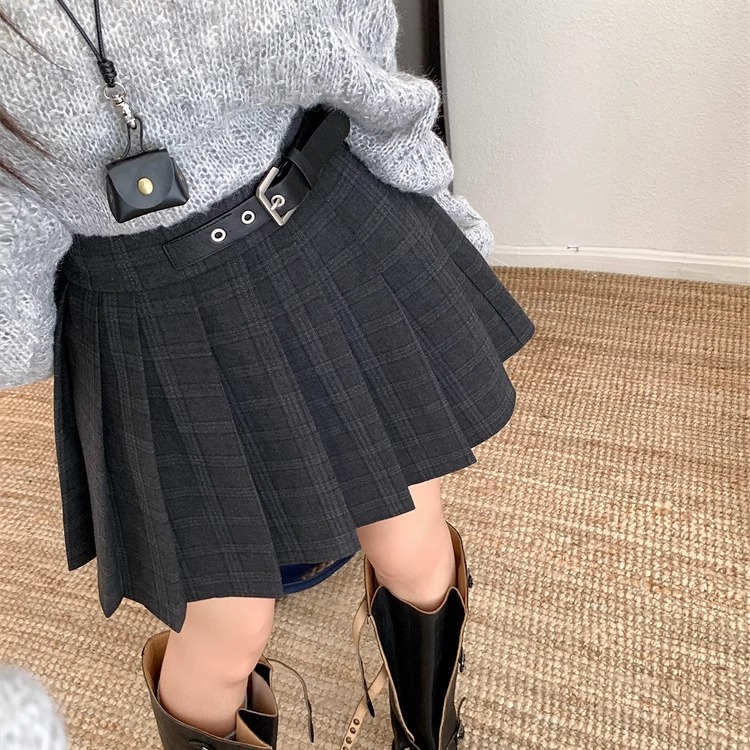 学院风大码格子半身裙女