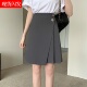 显瘦西装 胖mm百褶裙灰色中裙秋季 胯大腿粗a字半身裙大码 学生半裙