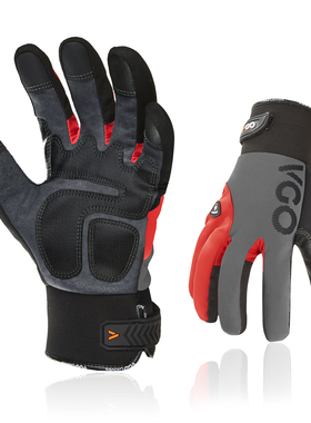 VGO 冬季骑行手套女款加厚保暖触屏防水防风夜视反光多用途