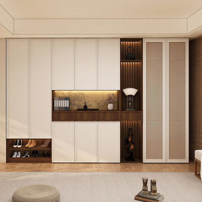 2025新款实木鞋柜家用门口一体靠墙大容量中古风入户玄关柜定制,住宅家具,门厅/玄关柜/玄关架,淘宝优惠券,粉丝福利购,淘宝优惠卷