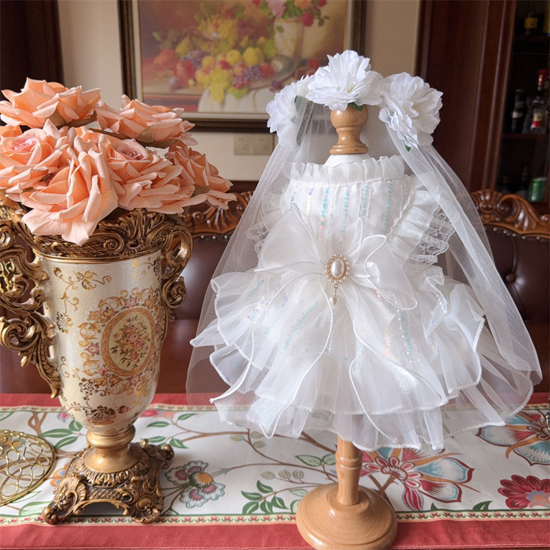 【Xmya】原创宠物猫咪狗狗兔子衣服裙子纱裙约克夏比熊婚纱婚礼裙