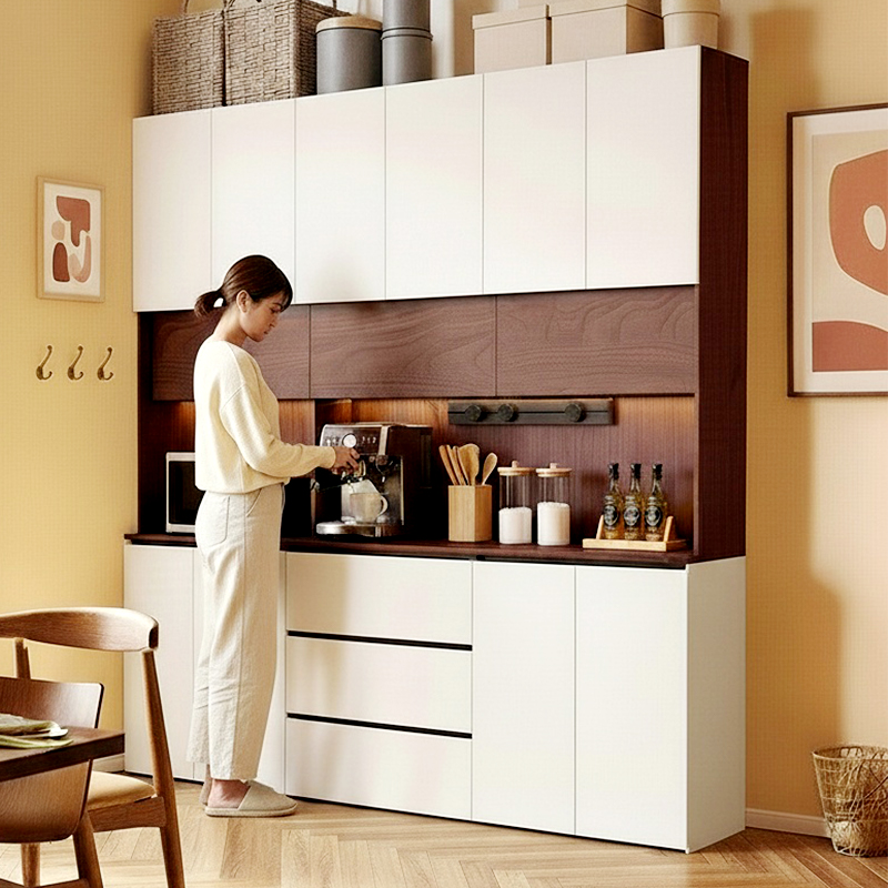 ENF实木餐边柜靠墙一体储物高柜