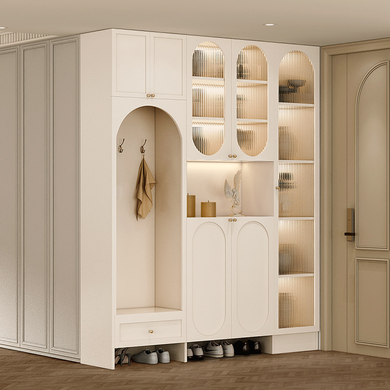 鞋柜玄关柜坐凳一体入户奶油风衣帽柜子门口靠墙储物定制到顶衣柜,住宅家具,门厅/玄关柜/玄关架,淘宝优惠券,粉丝福利购,淘宝优惠卷