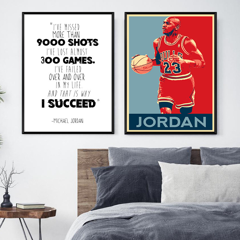 迈克尔乔丹海报装饰画 詹姆斯经典励志语录挂画 nba球星球迷礼物