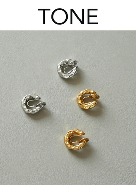 TONE不规则熔岩耳圈耳夹蚊香盘高级感简约冷淡风时髦气质无耳洞女