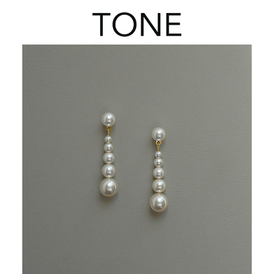 TONE渐变珍珠耳夹耳环