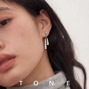 TONE渐变5A锆石耳夹蚊香盘高级简约气质精致优雅无耳洞耳钉耳环