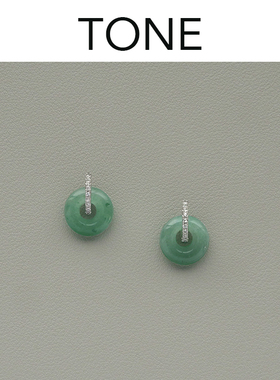 TONE钻圈天然东陵玉平安扣耳夹蚊香盘高级国风新中式无耳洞女耳扣