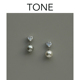 TONE 爱心锆石钻珍珠耳夹蚊香盘高级感经典 气质精致无耳洞女耳环