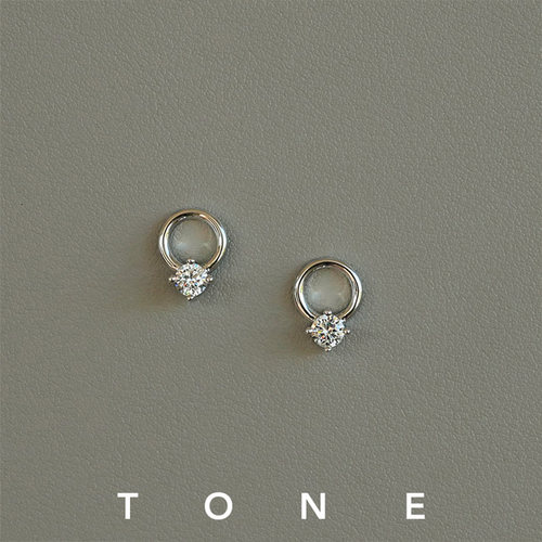 TONE原创圆环悬浮钻5A锆石耳夹硅胶球高级简约精致小众无耳洞耳钉