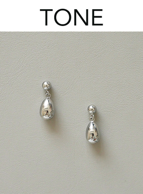 TONE 银色光面水滴耳夹蚊香盘高级感简约清冷气质气质无耳洞耳钉