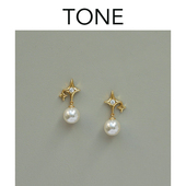 TONE金色六芒星珍珠耳夹硅胶球高级简约气质百搭优雅精致无耳洞女