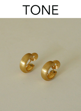 TONE 丝绸光泽金色拉丝耳圈耳夹蚊香盘高级感简约气质无耳洞耳钉
