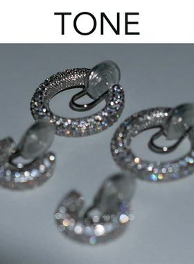 TONE超闪镶钻圆环圆圈耳夹蚊香盘高级感简约欧美小众气质无耳洞女