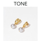 TONE银灰色施家水晶珍珠耳圈耳夹蚊香盘高级感简约气质耳钉无耳洞