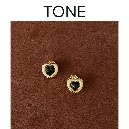 TONE精致百搭天然黑玛瑙无痛耳夹